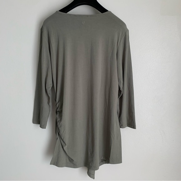 Betabrand Katie long asymmetrical ruched side tunic olive green size large - Picture 2 of 7